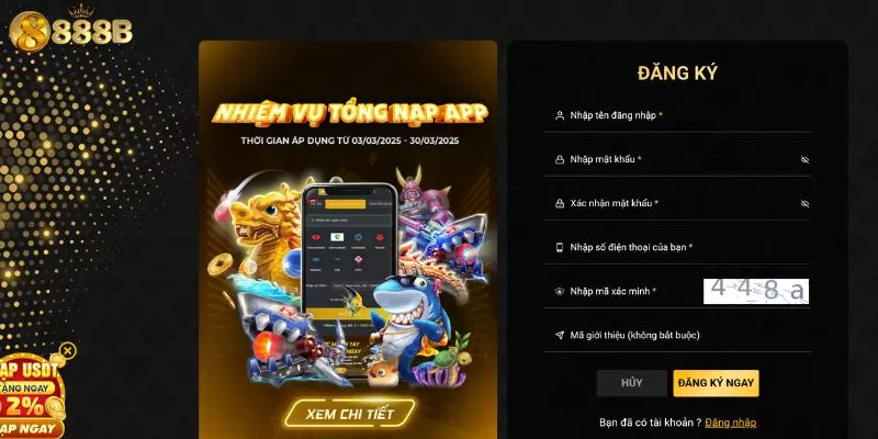 Các bước đăng ký 888B năm 2025
