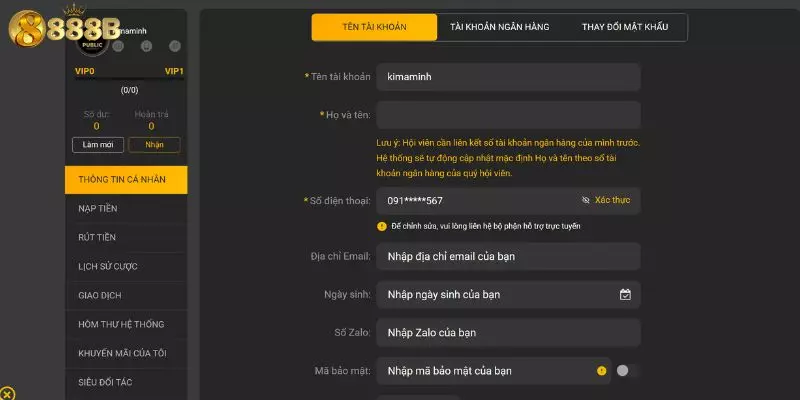 Điều kiện để rút tiền 888B